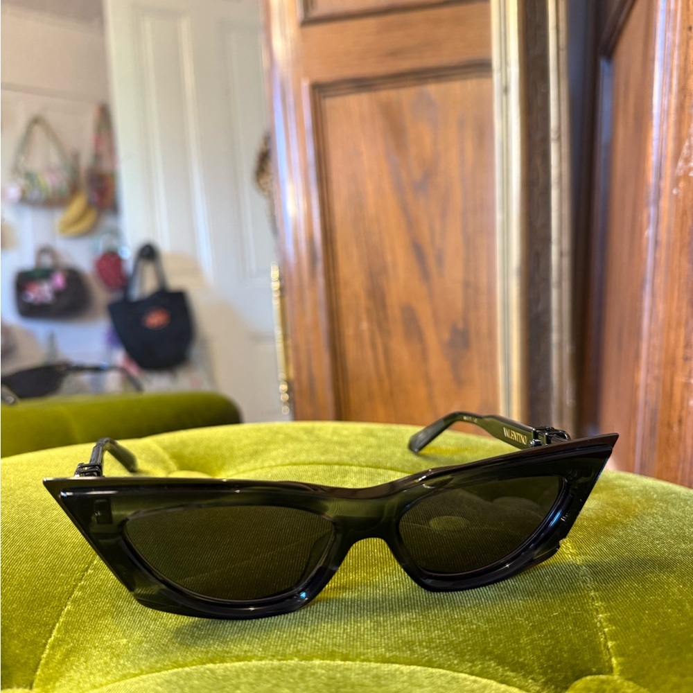 Valentino Glossy Black Cat-Eye Sunglasses